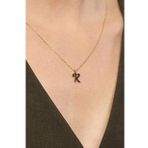 Jewelmim K Harfli Gümüş Kolye Gümüş Kadın Harfli Kolye Bayan Gümüş Harf Kolye (Sarı)