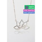 Jewelmim Lotus Çiçeği Gümüş Kolye 18 Ayar Beyaz Altın Kaplama Sonsuzluk İşareti Lotus Çiçeği Kolyesi 925 Ayar Gümüş Kadın Kolye | Bayan Zirkon Taşl...