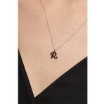 Jewelmim R Harfli Gümüş Kolye Gümüş Kadın Harfli Kolye Bayan Gümüş Harf Kolye (Beyaz)