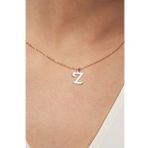 Jewelmim Z Harfli Gümüş Kolye Gümüş Kadın Harfli Kolye Bayan Gümüş Harf Kolye (Rose)