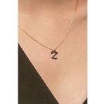 Jewelmim Z Harfli Gümüş Kolye Gümüş Kadın Harfli Kolye Bayan Gümüş Harf Kolye (Sarı)