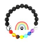 JewelryWe Çakra Bileklik Köpek İnci Bileklik: Gökkuşağı 7 Renk Çakra Lav Taşı Boncuk Bileklik Kalp Köpek Patisi Köpek Nalı Elastik Doğal Bileklik Unisex Hayvan Hatıra Hediyesi