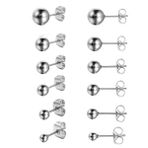 JewelryWe Takı Erkek Kadın Küpe, 3 ~ 8 mm Üniseks Küre İnci Küpe Kulak Takısı, Paslanmaz Çelik, Gümüş/Siyah/Altın/Pembe Altın/Mavi/Renkli, Paslanmaz Çelik, Taşsız