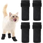 JEYORZY 4 adet ayarlanabilir kedi ayakkabısı, file kumaş, nefes alır, kedi patisi koruması, evcil hayvanların yıkanması için kedi çizmesi, tırnak kesme, kontrol