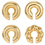 JEYORZY 4 adet Ear Cuff seti, kadınlar için, kulak manşeti, küpe, sahte küpe, sahte küpe, kulak manşeti, altın klips, piercing, sahte heliks, kıkırdak sargısı, kulak kelepçesi