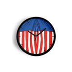 Jhaar Amerikan Bayrağı Tasarımı Modern Duvar Saati - 25Cm - Önü Camlı Siyah Kasa - Sessiz Mekanizma