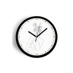 Jhaar Çiçekli Kadın Silüeti Minimalist Modern Duvar Saati - 30Cm - Önü Camlı Siyah Kasa - Sessiz Mekanizma