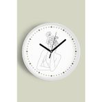 Jhaar Çiçekli Kadın Silüeti Minimalist Modern Duvar Saati - 35Cm - Önü Camlı Beyaz Kasa - Sessiz Mekanizma