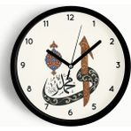 JHAAR Hat Sanatı Allah Ve Muhammed Yazılı İslami Modern Duvar Saati - 30cm - Önü Camlı Siyah Kasa - 30 x 30 cm