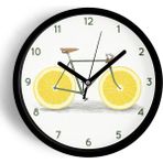 JHAAR Limon Bisikleti Modern Tasarım Mutfak Duvar Saati - 30cm - Önü Camlı Siyah Kasa - 30 x 30 cm