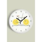 JHAAR Limon Bisikleti Modern Tasarım Mutfak Duvar Saati - 42CM - Önü Camlı Beyaz Kasa - 42 x 42 cm