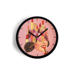 Jhaar Lipstick - Ruj Modern Tasarım Duvar Saati - 35Cm - Önü Camlı Siyah Kasa - Sessiz Mekanizma