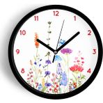 JHAAR Soyut Renkli Çiçek Temalı Modern Duvar Saati - 30cm - Önü Camlı Siyah Kasa - 30 x 30 cm