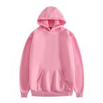 JHDESSLY Hoodies Uzun Kollu Katı Pembe Unisex Sweatshirt