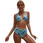 JHHJK Kadın İki Parçalı Mayo, Sırtı Açık Yüksek Belli Plaj Bölünmüş Bikini Üçgen Mayo(L)