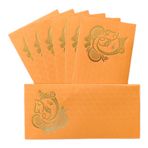 Jhintemetic® - 25'li Paket Matellic Feiry-Turuncu Renkli Tasarımcı Shagun Lifafa/Para Hediye Zarfı ile Altın Ganesha ile Düğün, Doğum Günü ve Diğer Durumlarda Para Hediyesi
