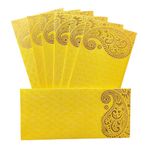 Jhintemetic® - 25'li Paket Matellic Parlak Sarı Renkli Tasarımcı Shagun Lifafa/Altın Ambi ile Para Hediye Zarfı Düğün, Doğum Günü ve Diğer Durumlarda Para Hediyesi