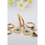 Jia Jewelry Çelik Gold 6'lı Damla Göz Çelik Küpe