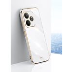 JIAFEI Xiaomi Poco M6 4G / Redmi 13 4G için Kılıf, Şık Tasarım Altın Kenar TPU Silikon Renkli Parlak Telefon Kılıfı Kapak Kılıfı, Beyaz