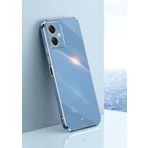 JIAFEI Xiaomi Poco M6 Pro için Kılıf, Şık Tasarım Altın Kenar TPU Silikon Renkli Parlak Telefon Kılıfı Kapak Kılıf, Mavi