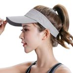 JIAHG Üniseks seyahat güneş şapkası yaz şapkası şapka siperlikli şapka hızlı kuruyan dış mekan güneşliği güneş siperliği plaj tenis golf güneş vizör kep, Açık gri, 56