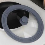 JIAMIAN Tencereler, tavalar ve tavalar için evrensel kapak, kızartma tavası kapağı, evrensel cam kapak, ısıya dayanıklı silikon kenar kaplaması, 28 cm 30 cm 32 cm boyutlarındaki tencereler için