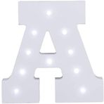 JIAO Dekoratif ışıklı harfler, Up in Lights LED alfabe, ahşap harfler, ışıklı harfler, gece lambası, dekoratif LED alfabe, harf lambası, beyaz (A)