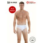 Jiber 323 Premium Erkek Likralı Pamuklu 3'Lü Rahat Kalıp Kemer Bel Lastik Kutulu Slip Külot