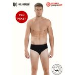 Jiber 323 Premium Erkek Likralı Pamuklu 3'Lü Rahat Kalıp Kemer Bel Lastik Kutulu Slip Külot
