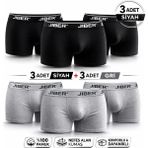 Jiber Erkek Likralı Boxer 6'lı Paket 3 Siyah-3gri - Çok Renkli - 2XL