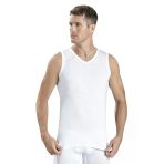 Jiber Erkek V Yaka Sıfır Kol Pamuklu Fanila Atlet 123 - 3 Adet - 2XL - Beyaz