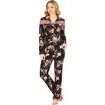 Jiber Kadın Viskon Önü Düğmeli Desenli Kışlık Pijama Takımı 3903 - 1 Adet - S - Siyah
