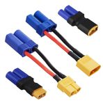 JIECHUN 2 Çift XT60 - EC5 Erkek Dişi Adaptör, XT60 - Erkek Dişi EC5 Konnektör Adaptörü RC LiPo Pil Konnektörleri