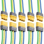 JIECHUN Amass 5 Çift 16AWG MR30 Pigtails MR30 Konnektör Telli 150 mm Silikon Tel MR30 Fiş Erkek ve Dişi Konektör RC Lipo Pil FPV Yarış Drone için