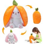 Jiedesheng Tavşan Doldurulmuş Hayvanlar 7 Inç Geri Dönüşümlü Çilek Havuç Tavşan Peluş Yastık Oyuncak Sarılma Tavşan Fermuarlı Yastık Sevimli Peluş Bebek Çocuk Erkek Kız (Havuç Tavşan (Yurt Dışından) - Renkli