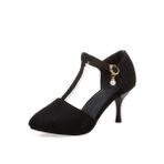 JIEEME zt88271s Kadın Sivri Burun Tokalı Kayışlı Siyah Stiletto