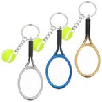 JIEYAO 3 adet tenis raketi anahtarlık, tenis anahtarlık, 3 renk, yaratıcı spor anahtar askısı, mini tenis topu kolye ucu, spor severler için hediye, erkekler ve kadınlar için, Altın, gümüş, mavi, Ölçü