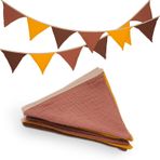 jijAcraft Flama zinciri, çocuk odası, çift taraflı kumaş flama zinciri, muslin pamuklu, 2,8 m sarı-kahverengi kumaş çelenk, çocuk odası dekorasyonu, ev yatağı, bebek yatağı, çocuk yatağı, duvar