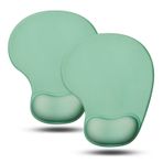 JIKIOU Mouse Pad, Rahat Jel Bilek Desteği ve Likra Bezi ile 2'li Paket Ergonomik Fare Altlığı, Kolay Yazma Ağrı kesici için Kaymaz PU Taban Dayanıklı ve Temizlemesi Kolay Küçük Pastel Yeşil