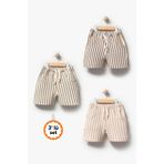 Jikko Baby Çizgili Örme 3'lü Şort 3720