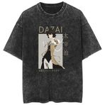 Jilijia Dazai Osamu Tişörtler Japon Anime Vintage Yıkanmış Tişört Nakahara Chuuya/Nakajima Atsushi Manga Baskılar Kısa Kollu Tişört Erkekler Kadınlar için Üstler, Dazai Osamu, 3XL