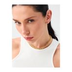 Jimmy Key Altın Rengi Hasır Dokulu Choker Kolye