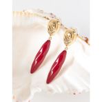 Jimmy Key Bordo Geometrik Figürlü Sallantılı Küpe