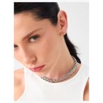 Jimmy Key Gümüş Rengi Hasır Dokulu Choker Kolye