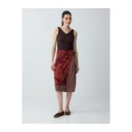 Jimmy Key Kıremıt Keten Karışımlı Etnik Desenli Normal Bel Midi Etek