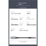 Jindamai USB Type C - 3.5mm Kulaklık Jakı Dijital Ses Adaptörü Dönüştürücü 3.5 mm Kulaklık Aux Kablosu Gri (Yurt Dışından) - Siyah