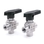 JINGERL 1/8" 1/4" 3/8" 1/2" 3/4" BSP NPT Dişi T L Port Küresel Vana 304 Paslanmaz Çelik Su Gaz Yağı 915 PSI (Renk: 1/8", Boyut: NPT)