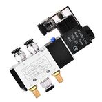 JINGERL 2 Konumlu 5 Yönlü Pnömatik Solenoid Valf 4v210-08 Tek Bobin 12V 24V 110V 220V Pnömatik Kontrol Vanası Bağlantı Elemanları ile (Renk: 8 mm Bağlantı Parçası, Boyut: AC36V)