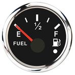 JINGERL Su geçirmez 52MM Göstergesi 0-190ohm Kanalizasyon/Su/Yakıt Seviye Göstergesi Yağ Sıcaklık Göstergesi Basınç Alarmlı Tekne Araba Voltmetre (Colore : Fuel gauge BS)