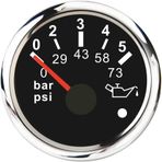 JINGERL Su geçirmez 52MM Göstergesi 0-190ohm Kanalizasyon/Su/Yakıt Seviye Göstergesi Yağ Sıcaklık Göstergesi Basınç Alarmlı Tekne Araba Voltmetre (Colore : Oil press BS 0-5bar)